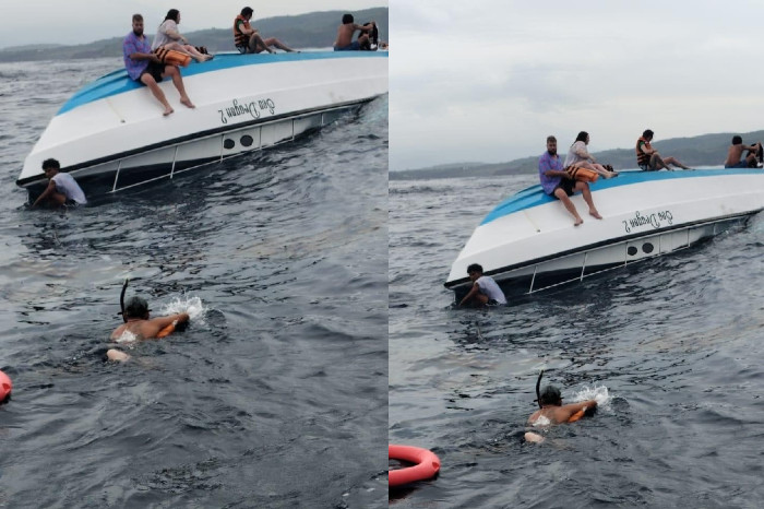 Boat Wisata Terbalik di Nusa Penida, 1 WNA Tewas Diterjang Gelombang (Klungkung Distric)