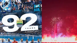 HUT Persib ke-92, Bobotoh Nyalakan Ratusan Flare di Jembatan Pasupati (BandungFootball/@elvinarraffi)