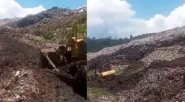 Longsor di TPAS Sarimukti, Tumpukan Sampah Nyaris Timpa Alat Berat (Tangkapan Layar)