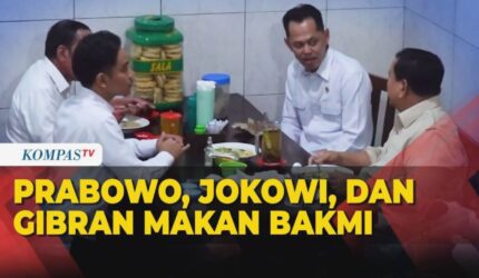 Momen Prabowo, Jokowi dan Gibran Makan Bakmi Jawa di Solo